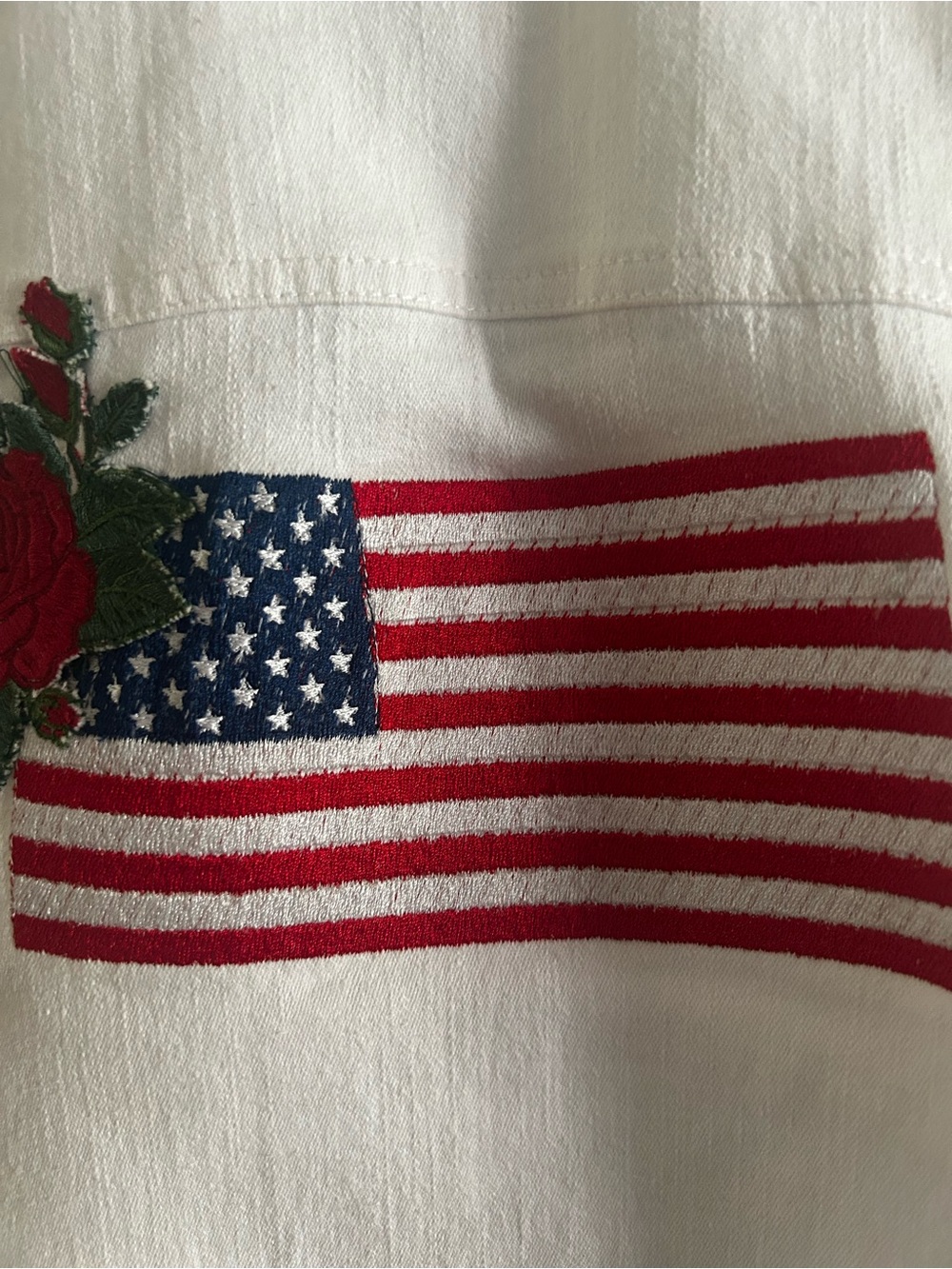 Ruby Rd. White Denim Button-Front Jean Jacket with Flag Design - Picture 5 of 7